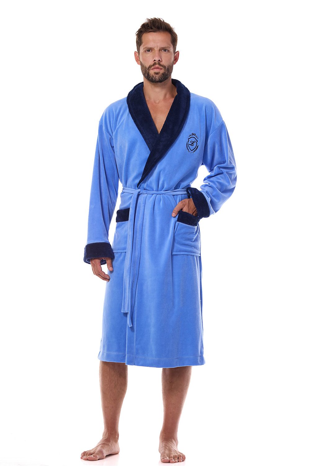 Men’s Bathrobe model 199722 Blue by L&L collection