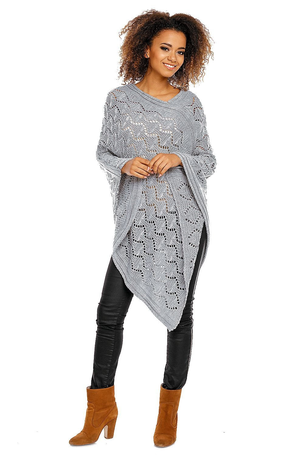 Poncho model 94519 Grey by PeeKaBoo - One Size Ponchos