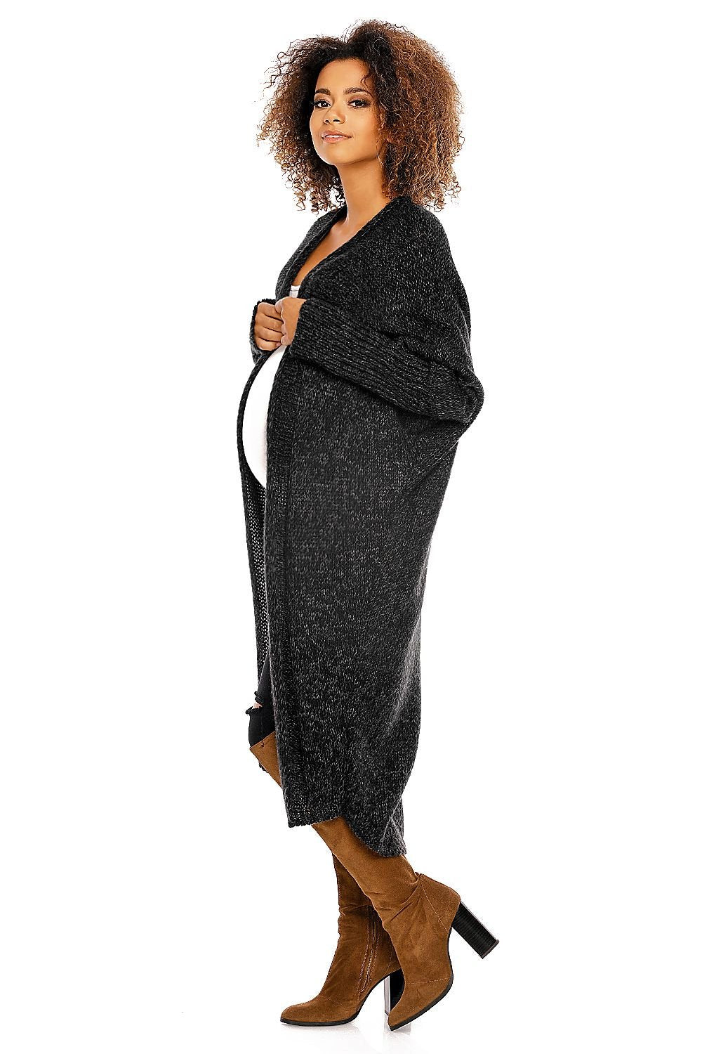 Pregnancy cardigan model 94485 Black by PeeKaBoo - One Size