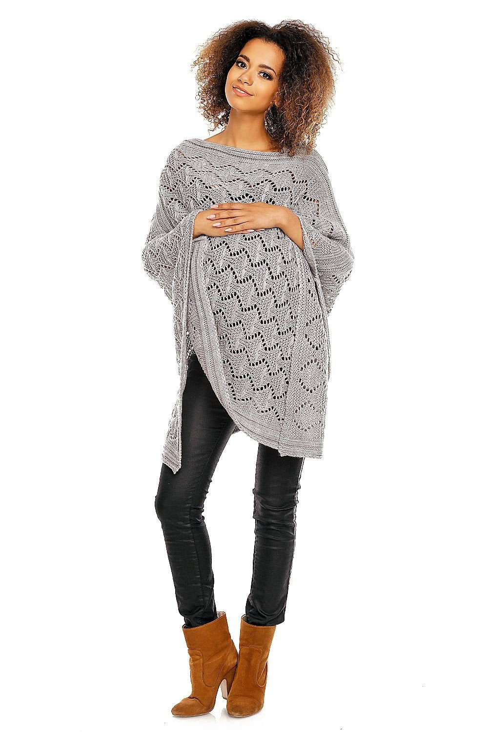 Pregnancy cardigan model 94515 Grey by PeeKaBoo - One Size