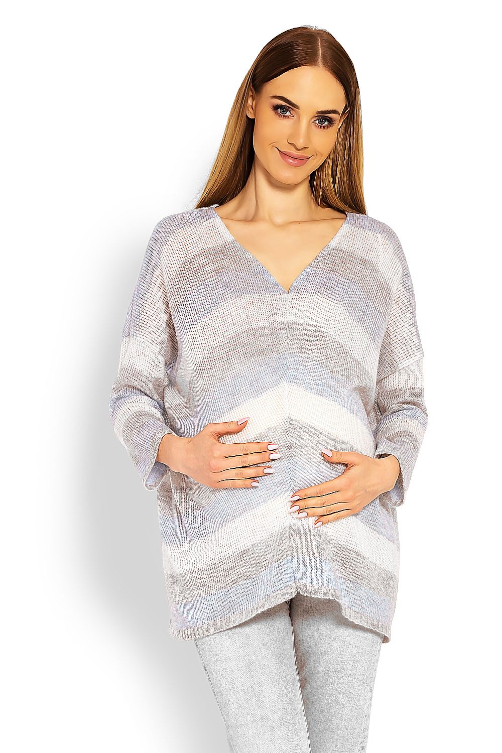 Pregnancy sweater model 114522 Blue by PeeKaBoo - One Size