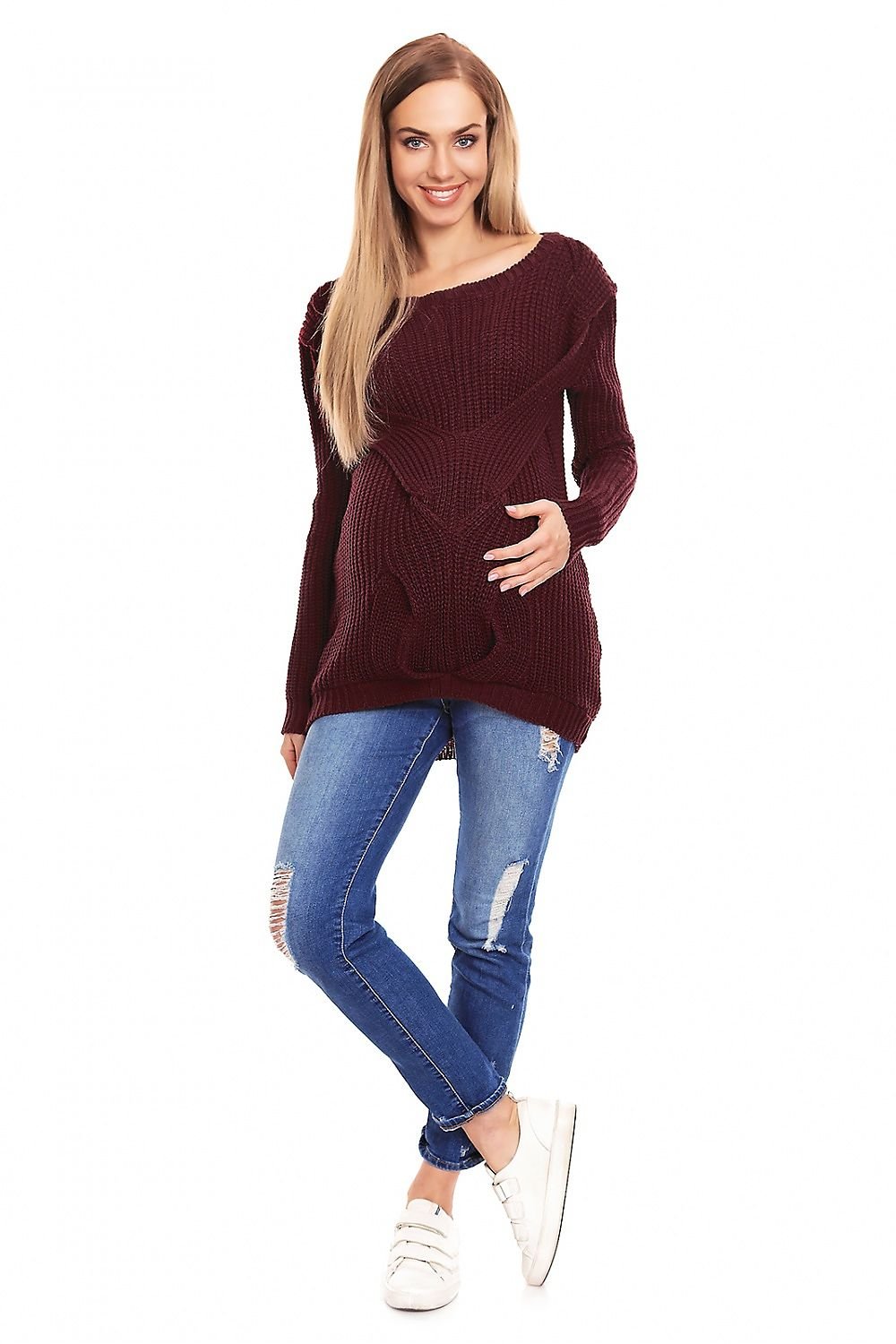 Pregnancy sweater model 132031 Red by PeeKaBoo - One Size