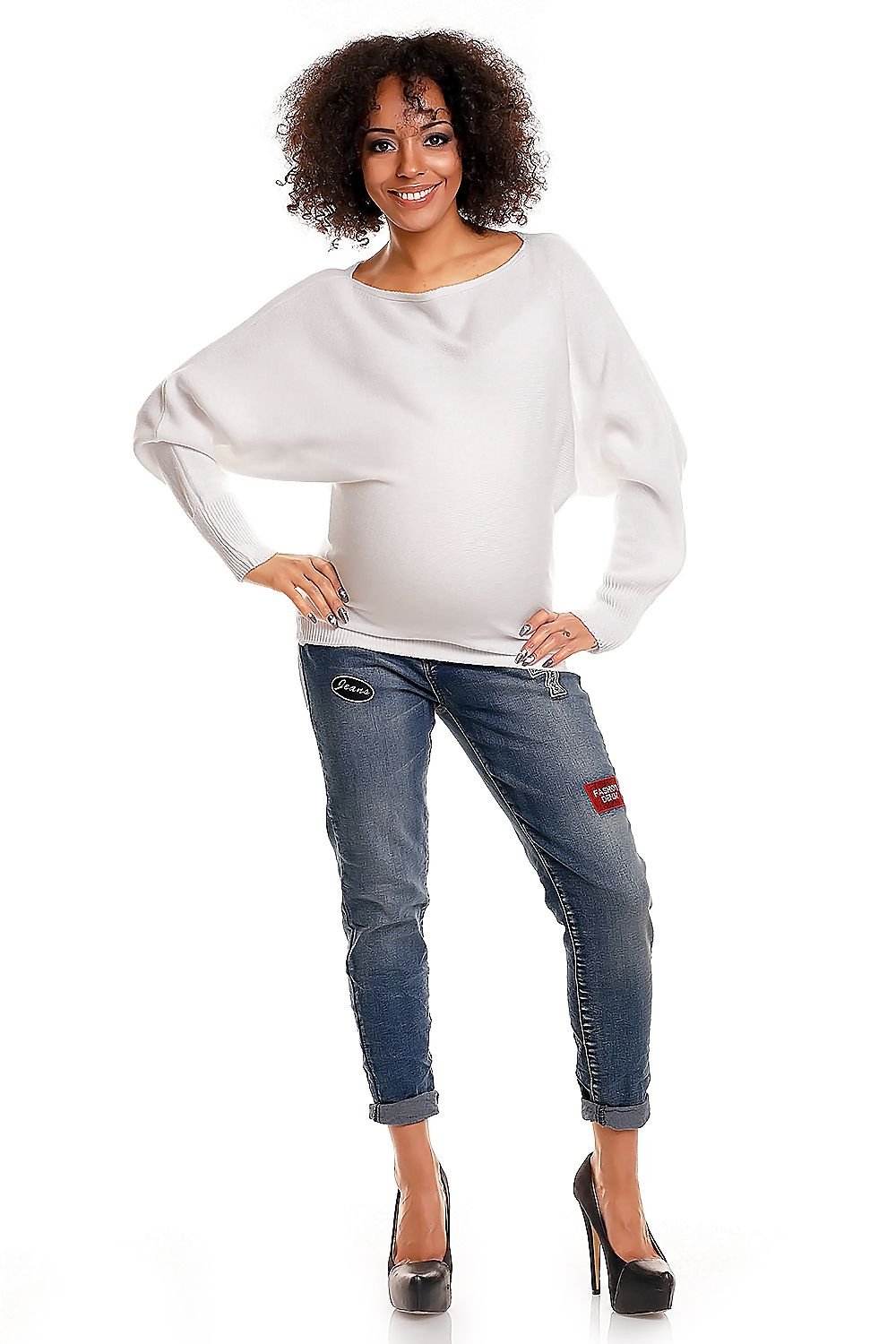 Pregnancy sweater model 84269 White by PeeKaBoo - One Size