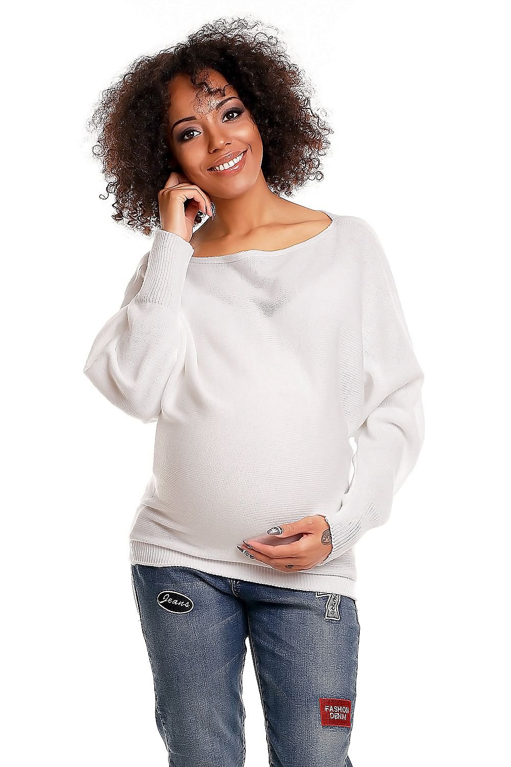 Pregnancy sweater model 84269 White by PeeKaBoo - One Size