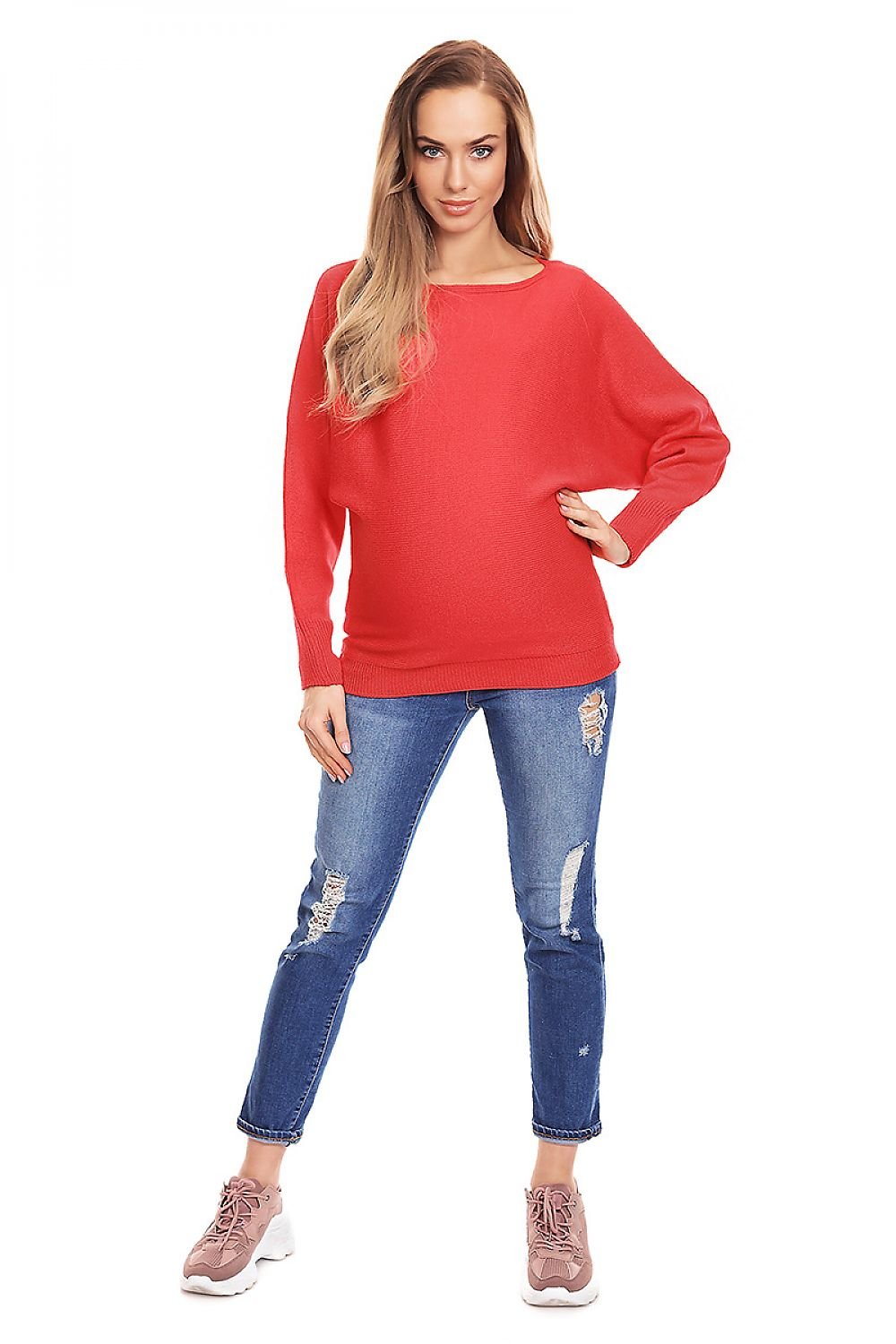 Pregnancy sweater model 84271 Red by PeeKaBoo - One Size