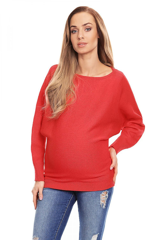 Pregnancy sweater model 84271 Red by PeeKaBoo - One Size