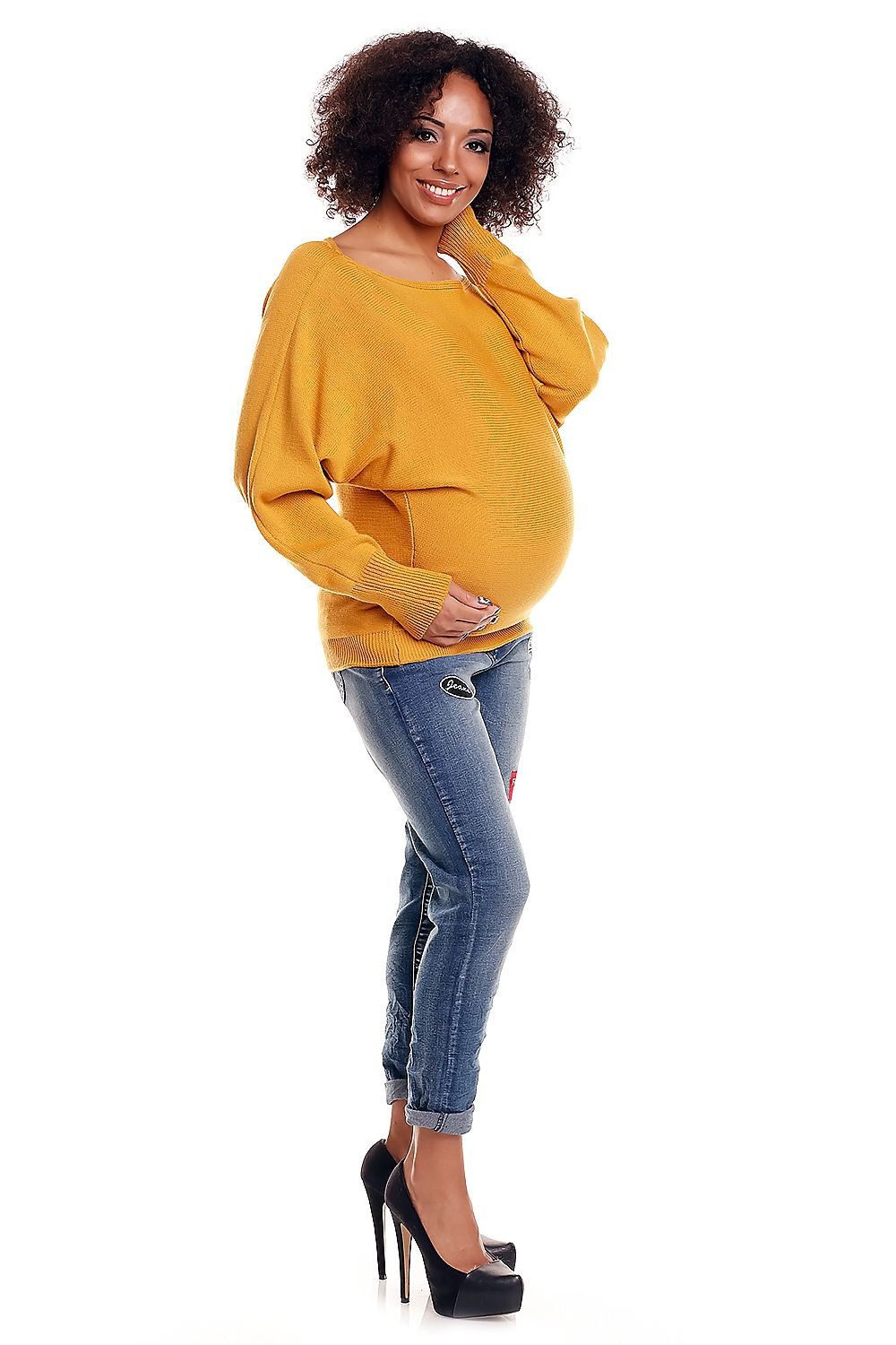 Pregnancy sweater model 84272 Yellow by PeeKaBoo - One Size