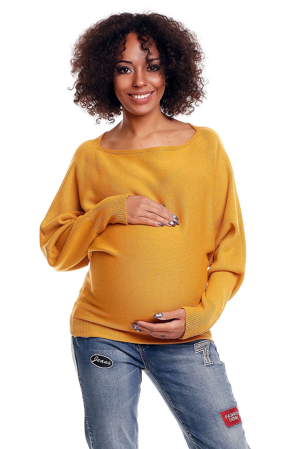 Pregnancy sweater model 84272 Yellow by PeeKaBoo - One Size