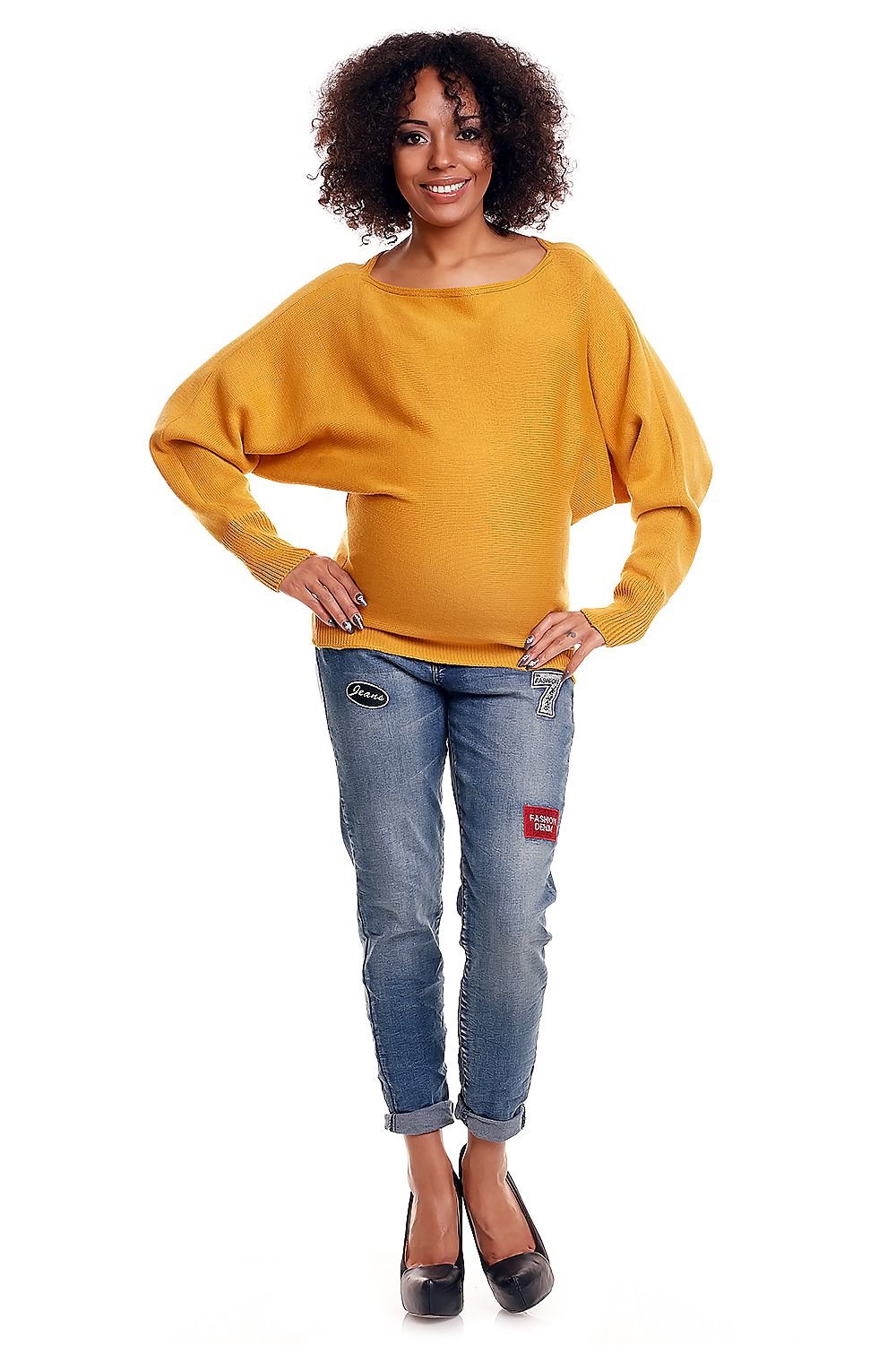 Pregnancy sweater model 84272 Yellow by PeeKaBoo - One Size