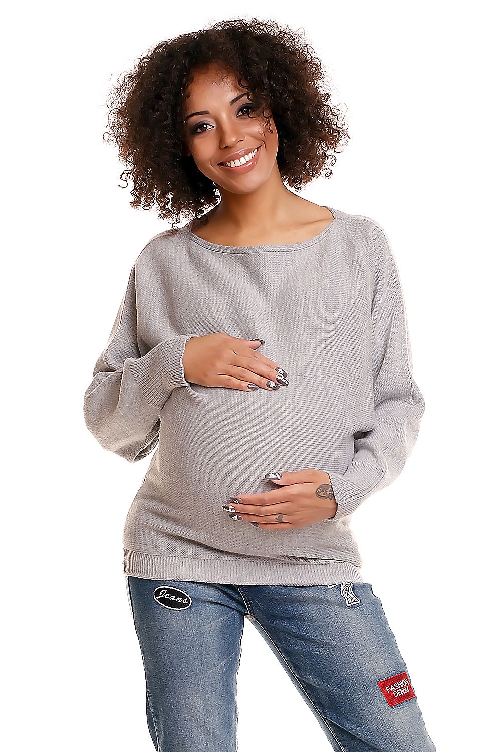 Pregnancy sweater model 84274 Grey by PeeKaBoo - One Size