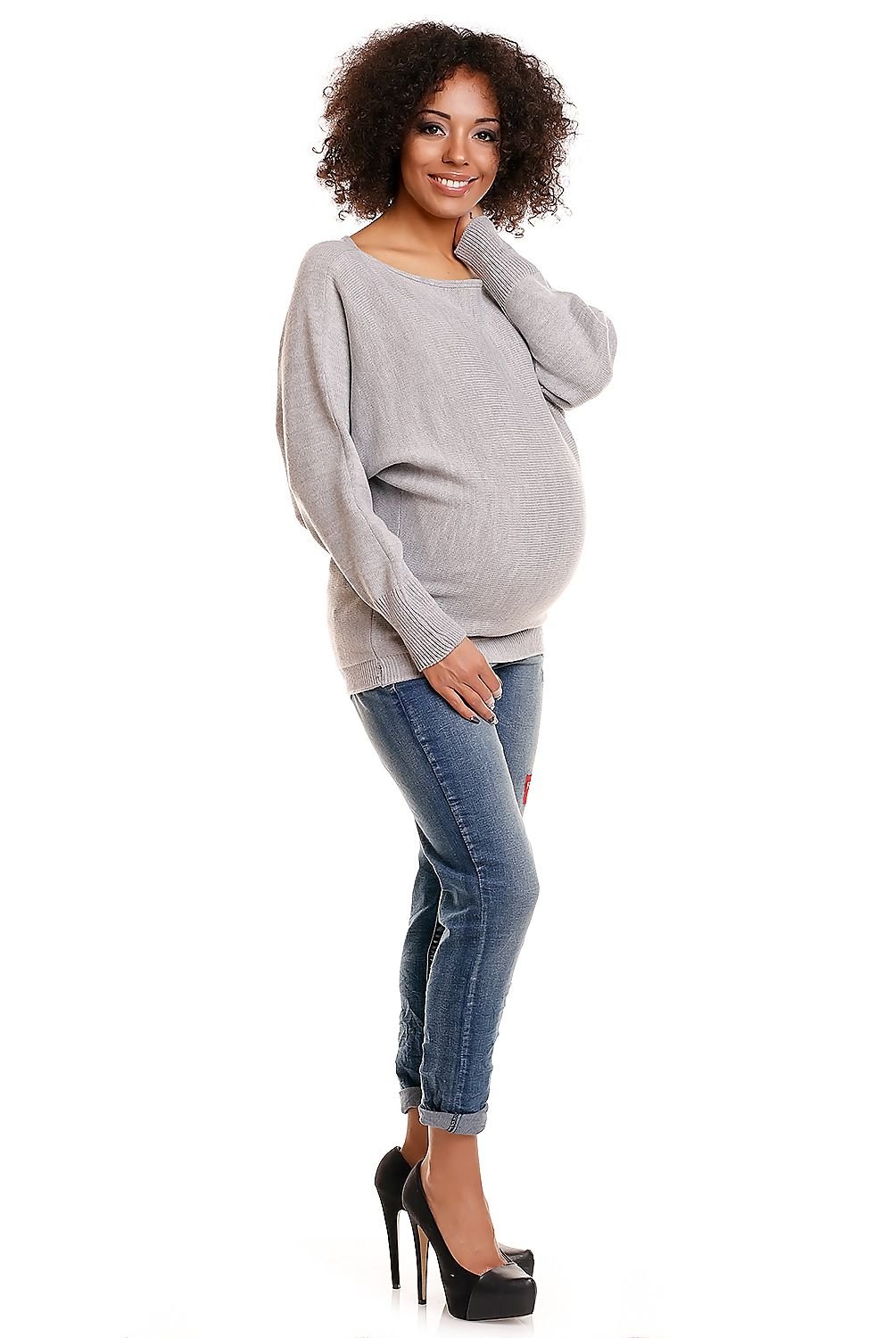 Pregnancy sweater model 84274 Grey by PeeKaBoo - One Size