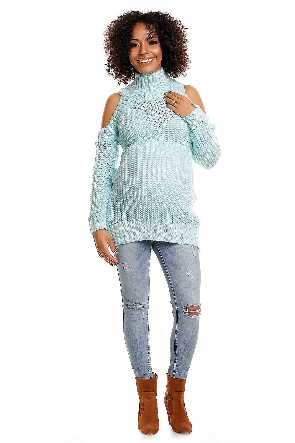 Pregnancy sweater model 84339 Blue by PeeKaBoo - One Size