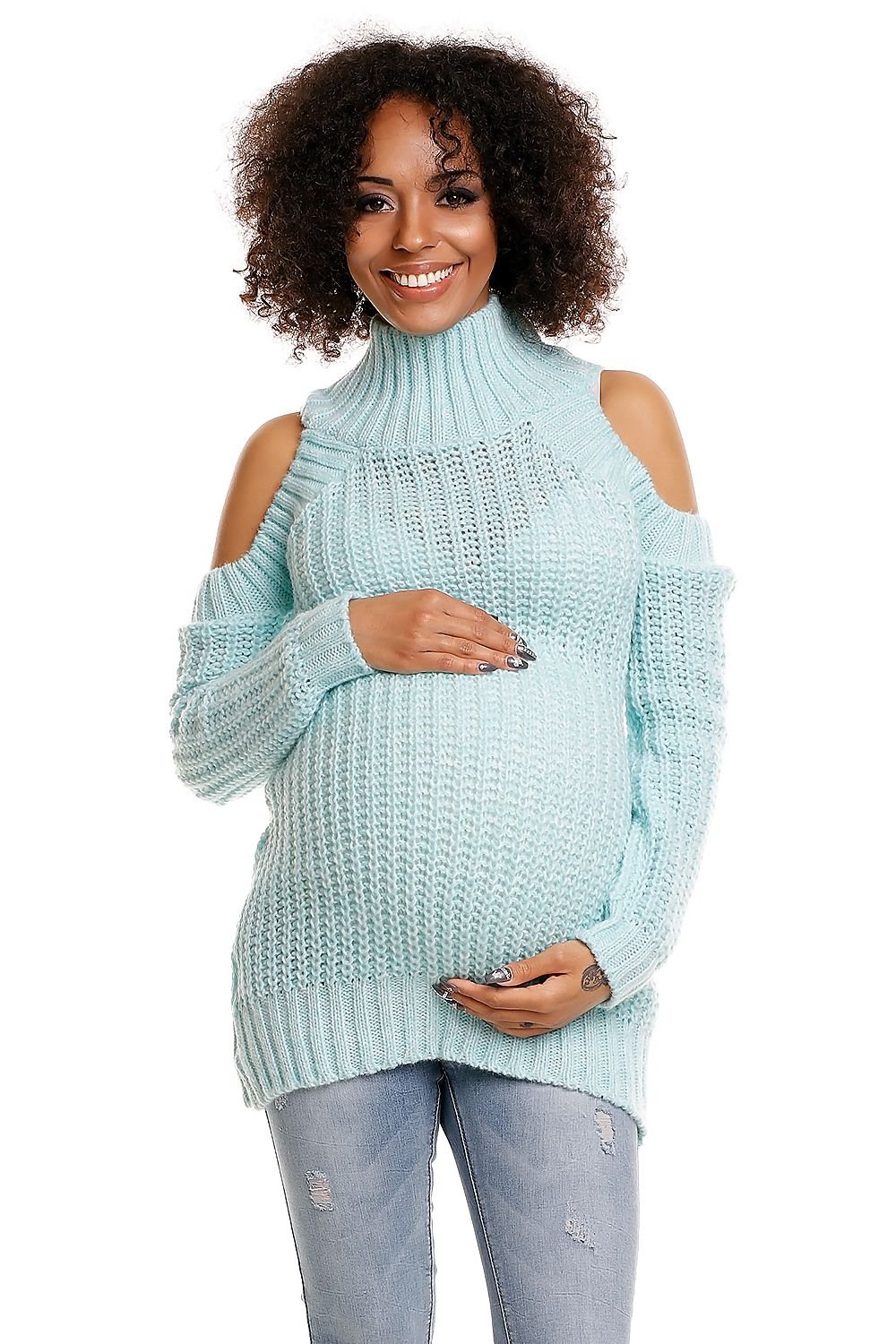 Pregnancy sweater model 84339 Blue by PeeKaBoo - One Size