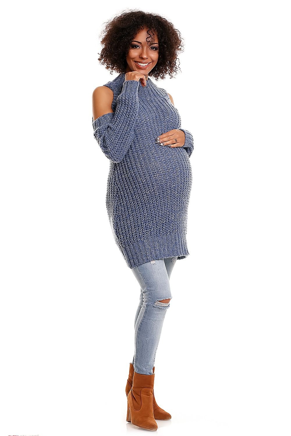 Pregnancy sweater model 84340 Blue by PeeKaBoo - One Size