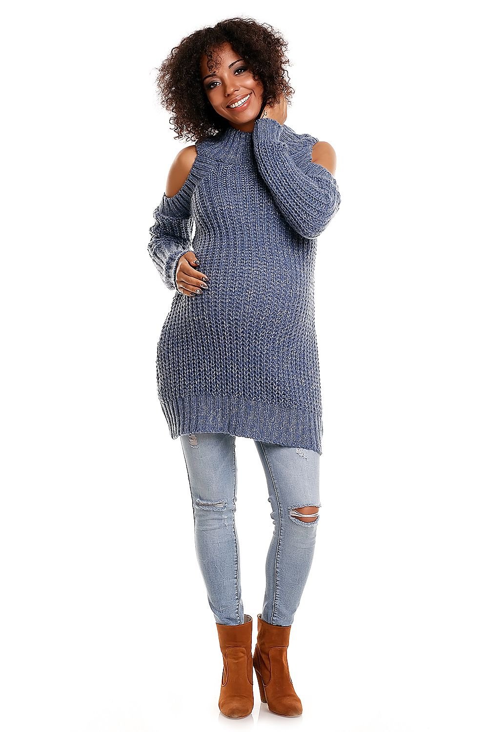 Pregnancy sweater model 84340 Blue by PeeKaBoo - One Size