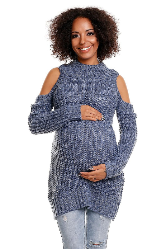 Pregnancy sweater model 84340 Blue by PeeKaBoo - One Size