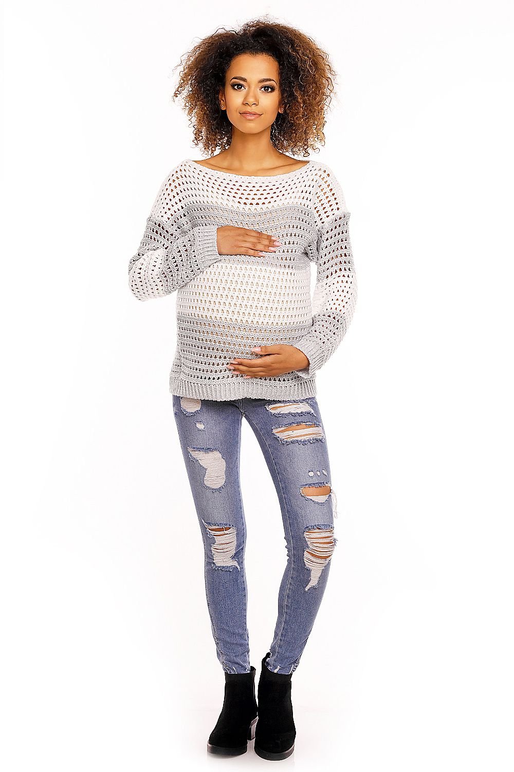 Pregnancy sweater model 94454 Grey by PeeKaBoo - One Size