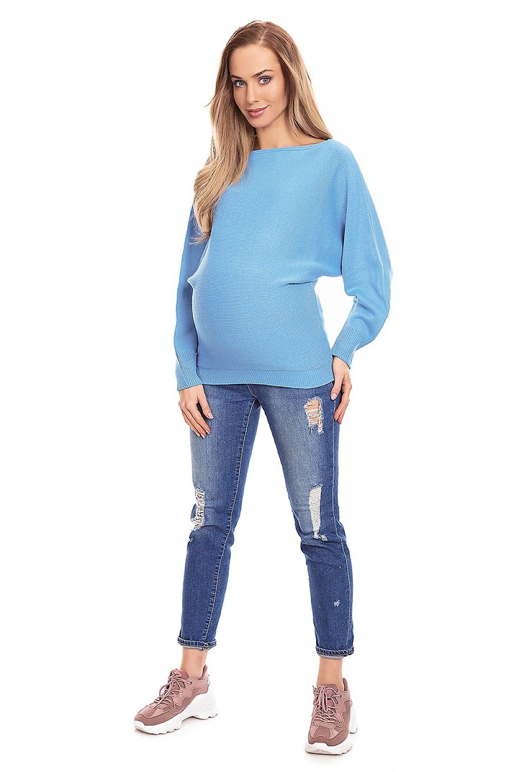 Pregnancy sweater model 94497 Blue by PeeKaBoo - One Size