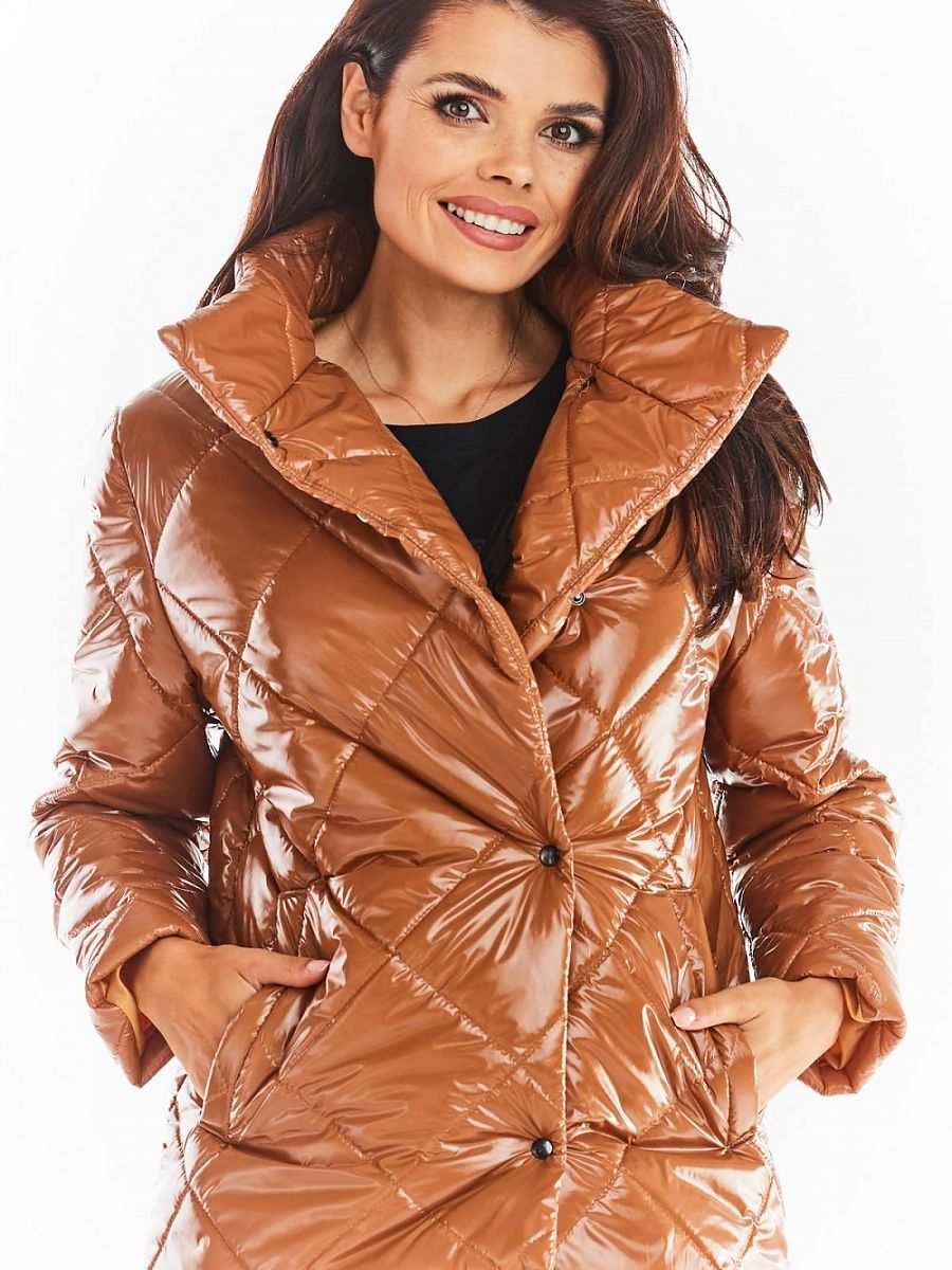 Quilted Jacket model 150777 Beige by awama - Quilted Jackets