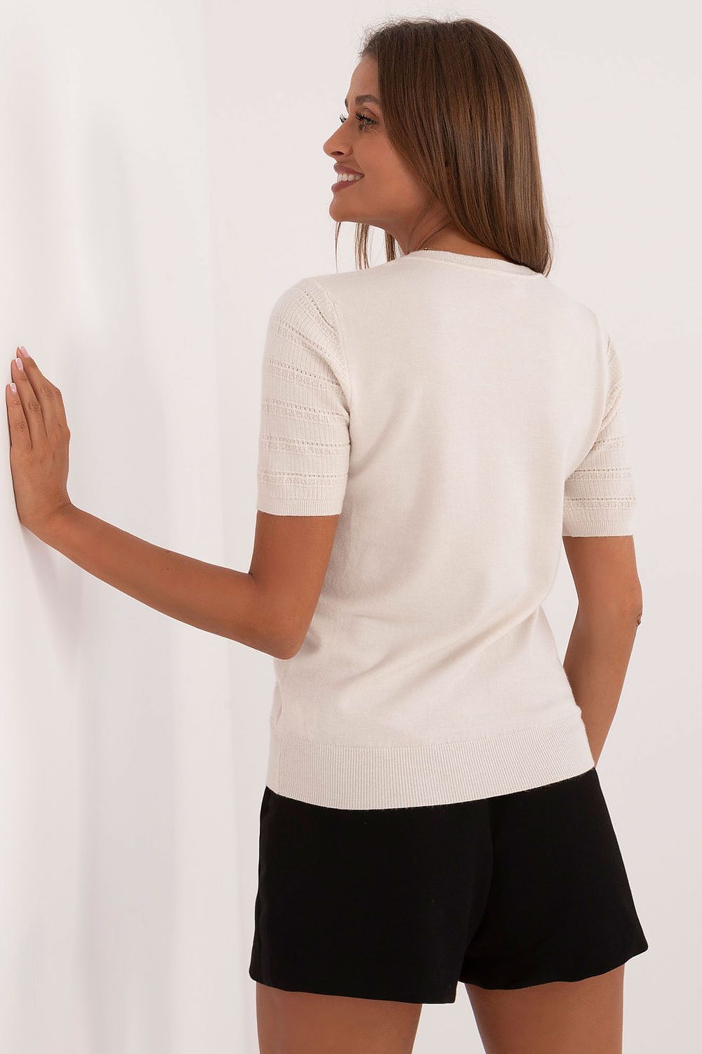 Short sleeve sweater model 200406 Beige by Factory Price