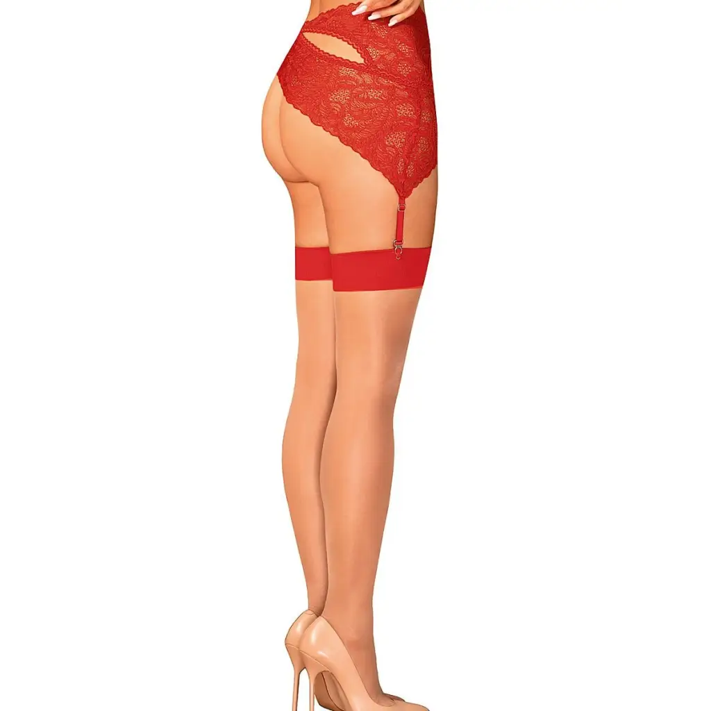 Stockings model 174578 Red by Obsessive - Stockings