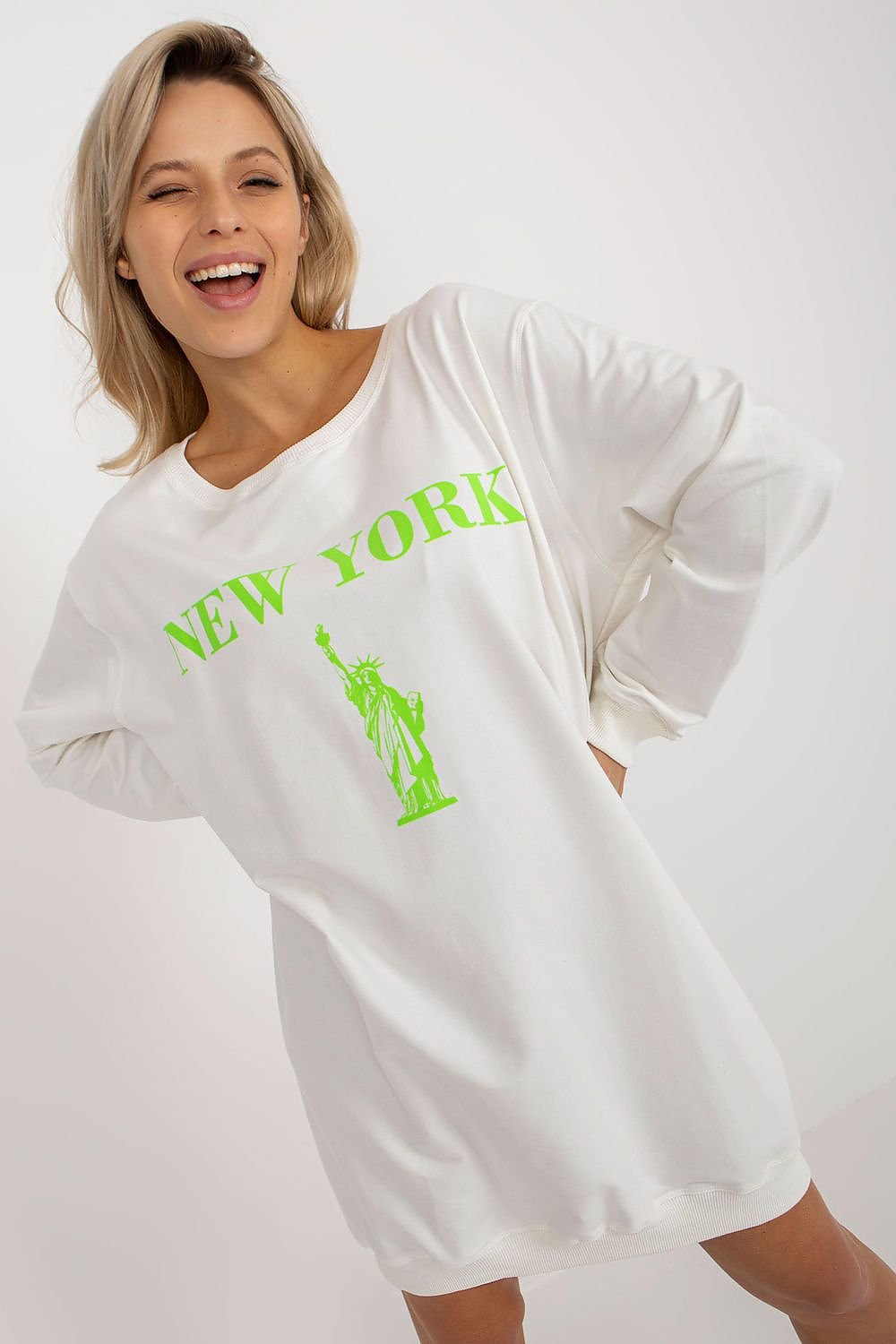 Sweatshirt model 206001 White/Green by Factory Price