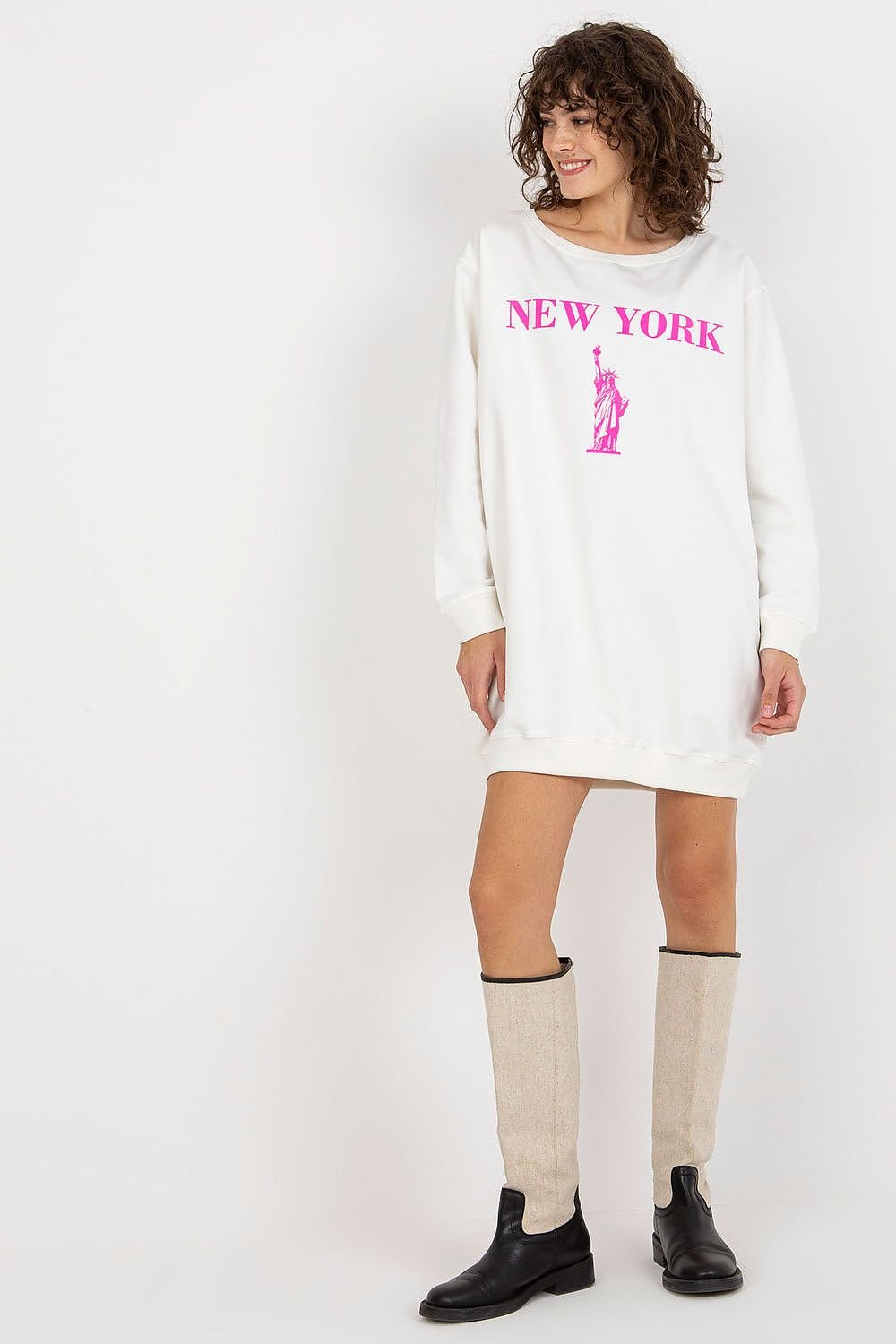Sweatshirt model 206002 White/Pink by Factory Price