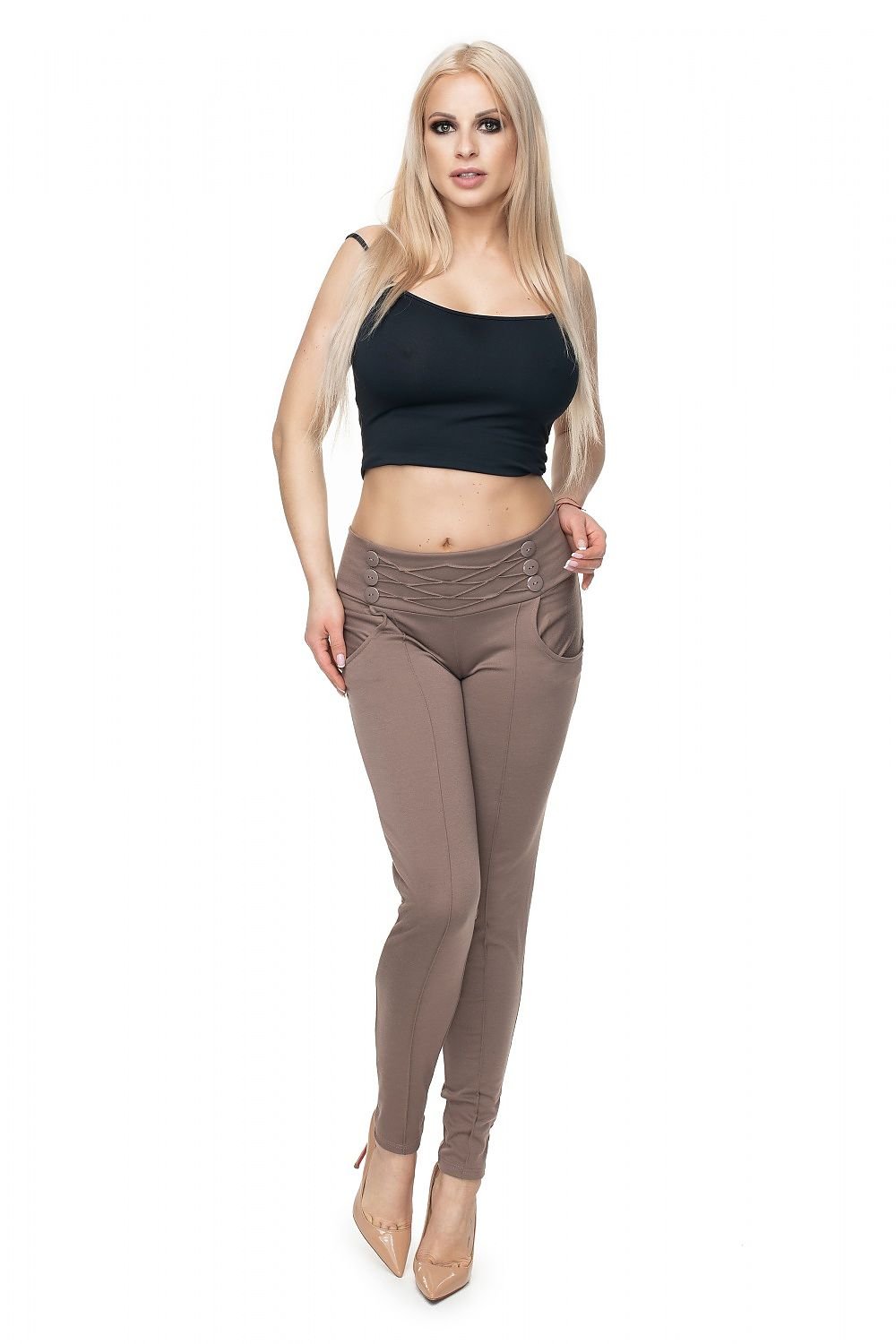 Trousers model 131926 Beige by PeeKaBoo - Women’s